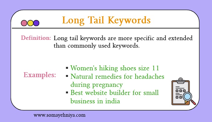 Types of keywords in SEO : Long tail keywords