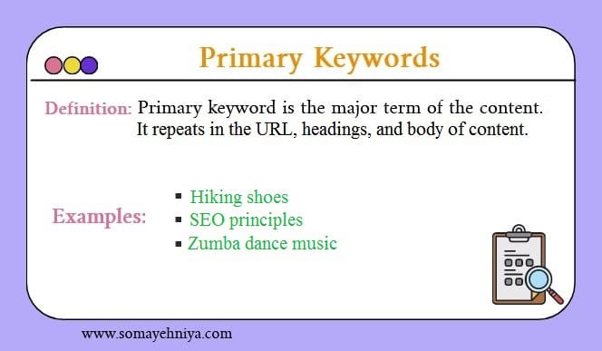 Types of keywords in SEO: primary keyword
