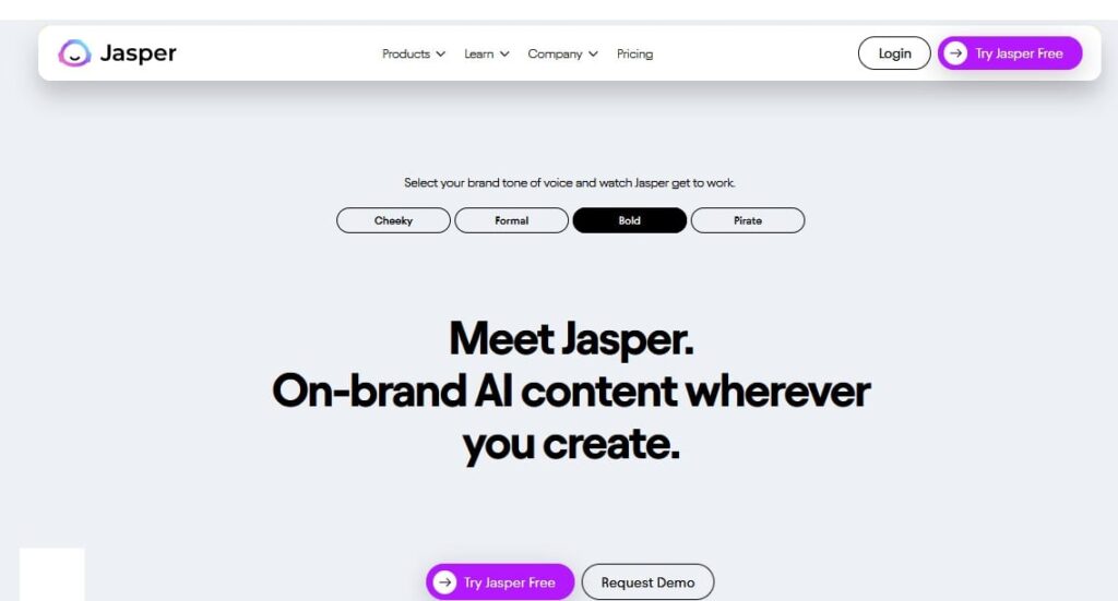 Best AI Copywriting Software tools : jasper home page