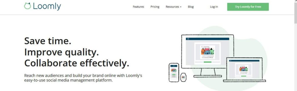 Best content planning tools: loomly home page