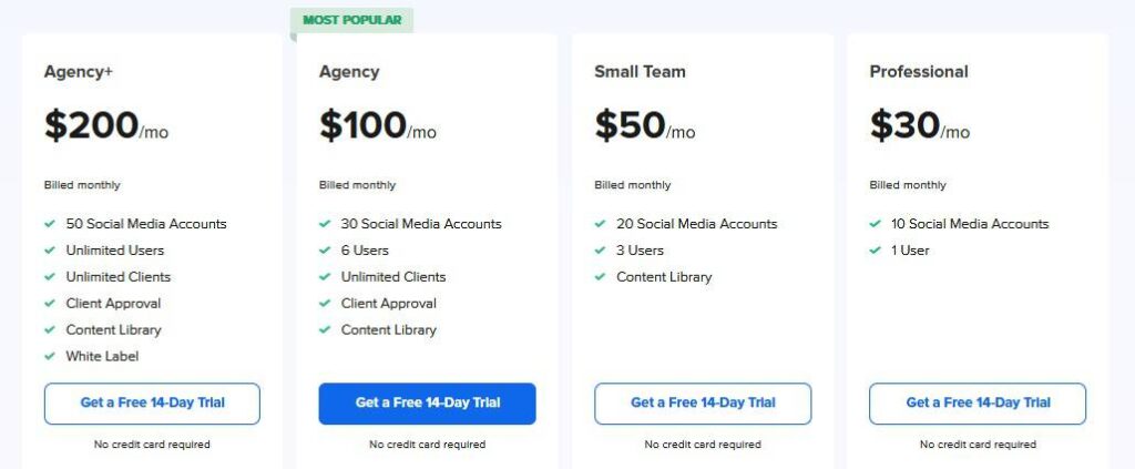 Best content planning tools (content planning tool): SocialPilot Pricing